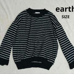 earth  長袖ボーダーニット