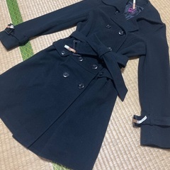 ★ピンクミックス　フリーサイズ　シンプル　黒　Aラインコート　汚...