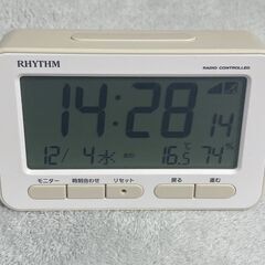 美品! RHYTHM 電波時計 8RZ234SR38 温度計/湿...