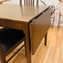 拡張加工ダイニングテーブルセット　90〜120cm 椅子2脚の画像