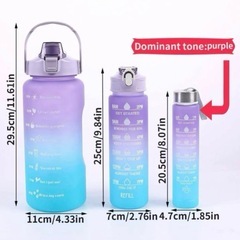 新品✨️ タイムマーカー付き ウォーターボトル 水筒 ブルー系グラデーション ダイエット エクササイズの画像