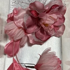 和装　髪飾り　濃いピンク　未使用？ 9680→