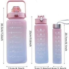 新品✨️ タイムマーカー付き ウォーターボトル 水筒 ピンク系グラデーション ダイエット エクササイズの画像