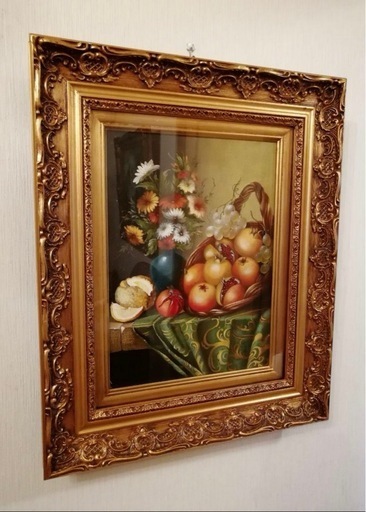 はなとざくろの静物画　油彩画