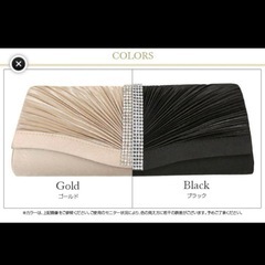 クラッチ ショルダー バック パーティー サテン ブラック ゴールド 結婚式 3way の画像