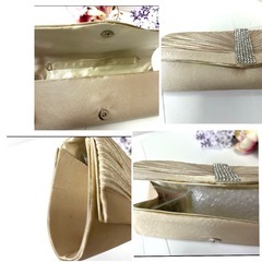 クラッチ ショルダー バック パーティー サテン ブラック ゴールド 結婚式 3way の画像