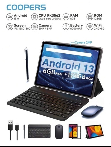 新品未開封 セール(Coopers Tablet 2024最新モデル、2-in-1タブレット 10インチ6GB RAM 128GB