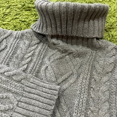 タートルセーター立体網目 縄編みグレー♪ の画像