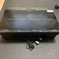 アイリスオーヤマ 2口 IHクッキングヒーター IHコンロ 工事不要 1400W 電磁調理器 100V 脚付き ブラック IHK-W13S-B