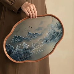 中国茶器　ガラス茶盤の画像