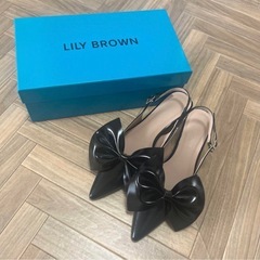 lily brown ビッグリボンポインテッドパンプス