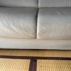 2.5人掛け　ソファー　白　中古　レザー　合皮　
の画像