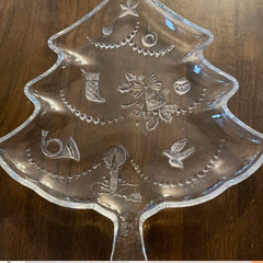 曽我硝子　クリスマス　クリスタルツリープレート　気泡あり　昭和レトロ　使用一回　USED品　割れ欠けなし　美品の画像