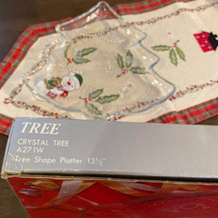 曽我硝子　クリスマス　クリスタルツリープレート　気泡あり　昭和レトロ　使用一回　USED品　割れ欠けなし　美品の画像