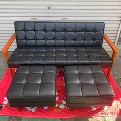 【決まりました】C940 3人掛けソファ　オットマン2個　セット...