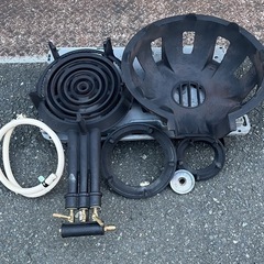 【動確済み】業務用 特大 寸胴+鋳物コンロセット 都市ガス 寸胴直径620×高さ590(mm) 鋳物コンロ直径435×奥690×高さ180(mm)大阪 ラーメンの画像