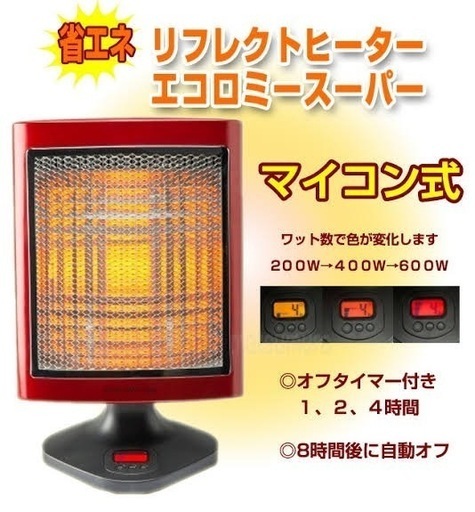 熱を集中させるハニカム反射板のエコロミーシリーズに温度調節が3段階になったニュータイプ