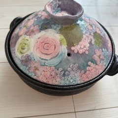 【受付終了】彩ばら花紋　8号土鍋【未使用新品】