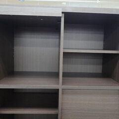 ディスプレイラック 2列4段 フラップ扉 幅80㎝ ブラウン 本棚 シェルフ ラック マガジンラック 西岡店 の画像