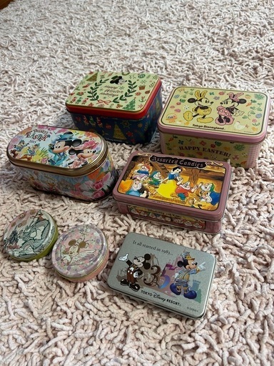 空き缶 TDL ミッキーマウス ディズニー 7個セット　楕円形(内側にサビあり)