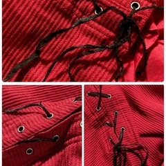 ꒰obJet꒱昭和レトロ コーデュロイレースアップ ドルマンスリーブワンピースの画像