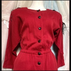 ꒰obJet꒱昭和レトロ コーデュロイレースアップ ドルマンスリーブワンピースの画像