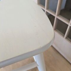 木製 ハイスツール ホワイト 椅子 高さ 60cm 取っ手付き ハイチェアカウンター チェアの画像