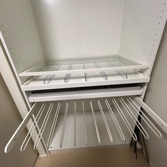 IKEA ホワイト ハンガーラック 棚付き