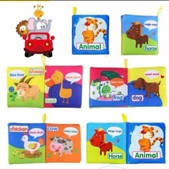 新品✨️布絵本 布おもちゃ 知育玩具 英語 楽しく学べる 洗えて清潔 全6種類の画像