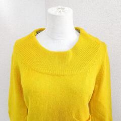 ツモリチサト ラウンドネック長袖ニットセーター ウール 黄色 2 M レディースの画像
