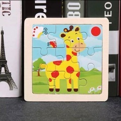 新品✨️かわいい 木製パズル 飛行機 キリン カラフル 知育玩具 ギフトにもの画像