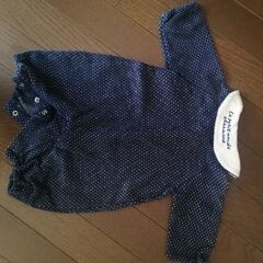 【シンク・ビー♡ロンパース】紺×白ドット 60〜70の画像