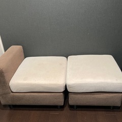 ソファ オットマン 脚取り外し可能　ブラウン×ベージュ の画像
