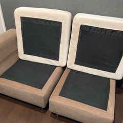 ソファ オットマン 脚取り外し可能　ブラウン×ベージュ の画像