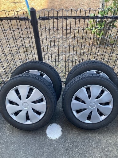 取引中　2018年製 ブリジストン VRX155/65-14 4本セット 三菱 eKワゴン eKスペース 純正スチール 4穴 PCD100 14×4.5J中古　エアーバルブ新品交換済