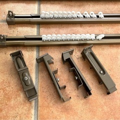 [済]カーテンレール 最長2m×4本+壁付け用2連金具8個の画像
