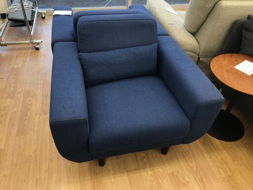 ★ジモティ割あり★  1人用ソファ ブルー H69×W87×D72 クリーニング済み KJ7249