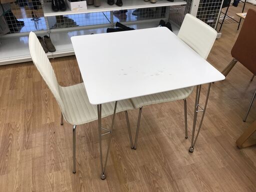 ★ジモティ割あり★ ニトリ ダイニングセット2人用 ホワイト H69×W75×D75 クリーニング済み KJ7250