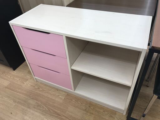 ★ジモティ割あり★  収納棚 ピンク/ナチュラル H68×W94×D39 クリーニング済み KJ7252