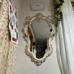 ロココ調　姿見　大型ミラー　ひび割れ加工　クラック加工