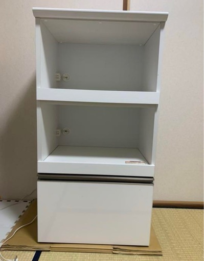 白いキッチンラック 収納 2段 引き出し付き