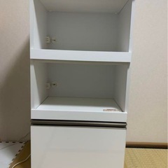 白いキッチンラック 収納 2段 引き出し付き
