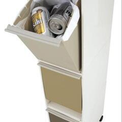1500円→1000円　資源ゴミ　分別　ワゴン　3段 総容量37.5L　ブラウン　ベージュ　の画像