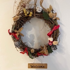 【決まりました】クリスマス リース ドライフラワー サンタ 