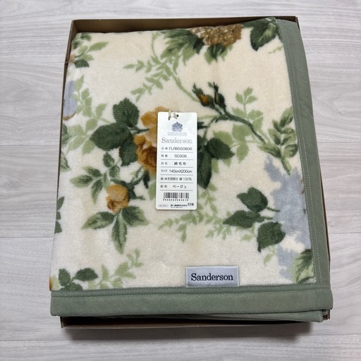 【新品未使用】西川 サンダーソン 綿毛布 毛布 ふとん シングル 花柄