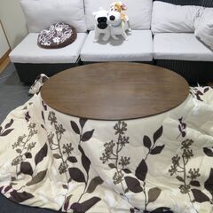 お洒落な楕円形デザインこたつテーブル　ファン付きコタツ　TOPVALU