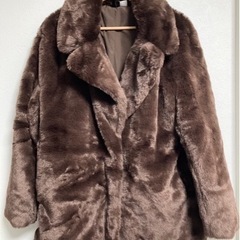 美品　H&M エコファーコート　ブラウン　一度のみ着用　L　