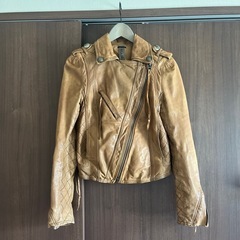 アウラアイラ レザーライダースジャケット ベージュ 革ジャン の画像