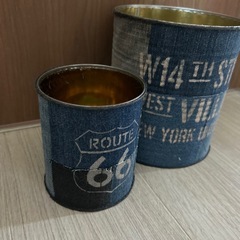 デニム缶2つセット ハンドメイドの画像