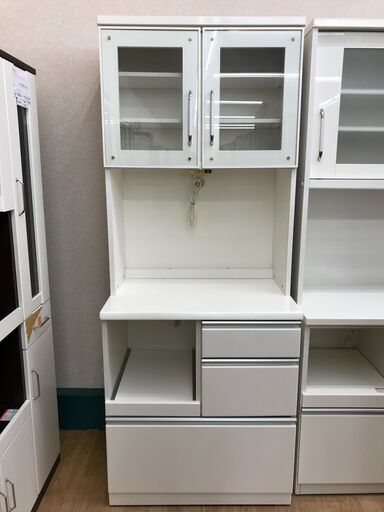 ★ジモティ割あり★  食器棚 ホワイト H201×W80×D55 クリーニング済み KJ7273